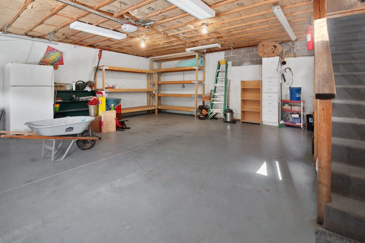 A clean, empty attached garage interior
